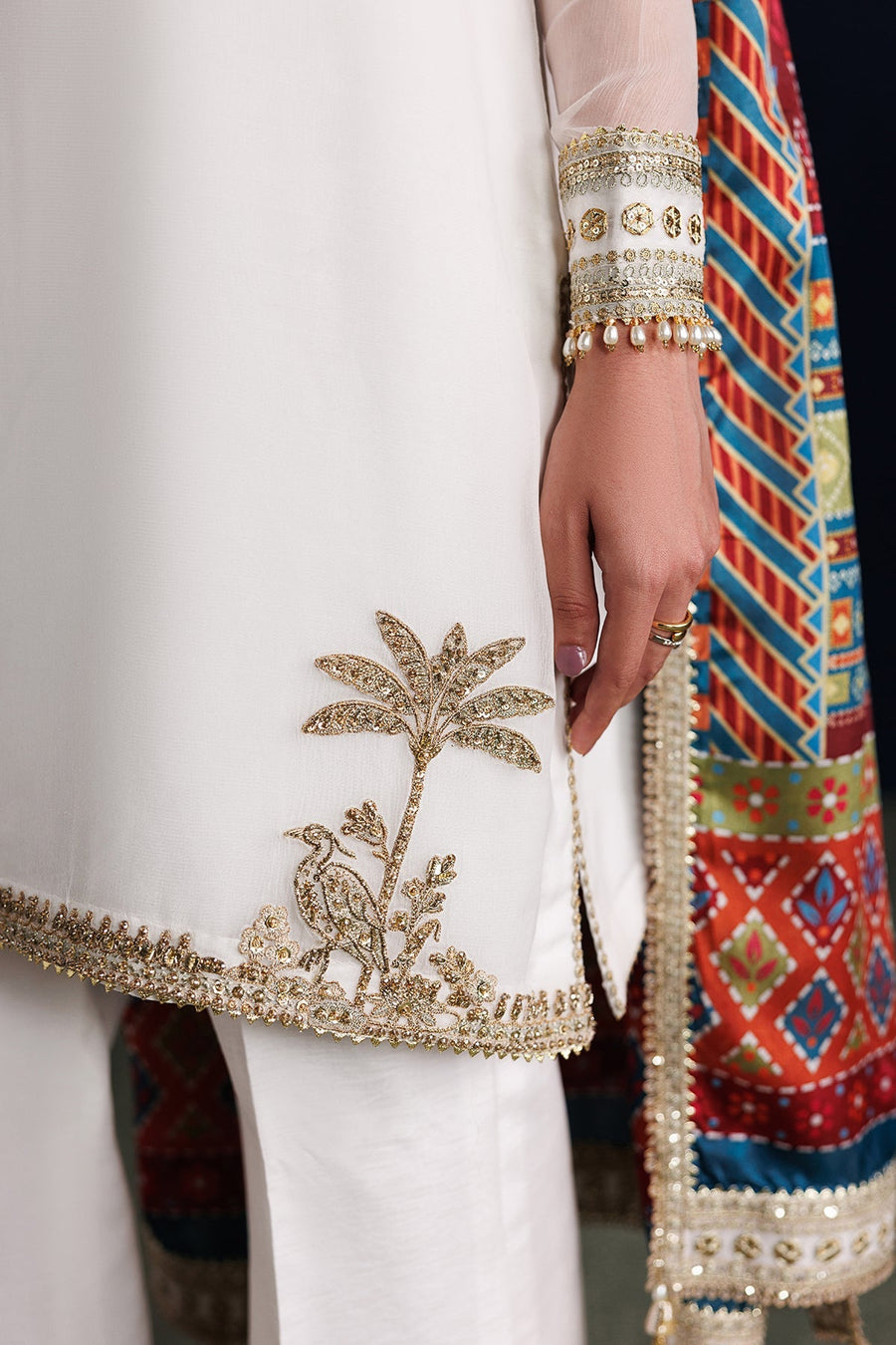 Embroidered Chiffon 3-Piece Formal Suit with Katan Silk Dupatta