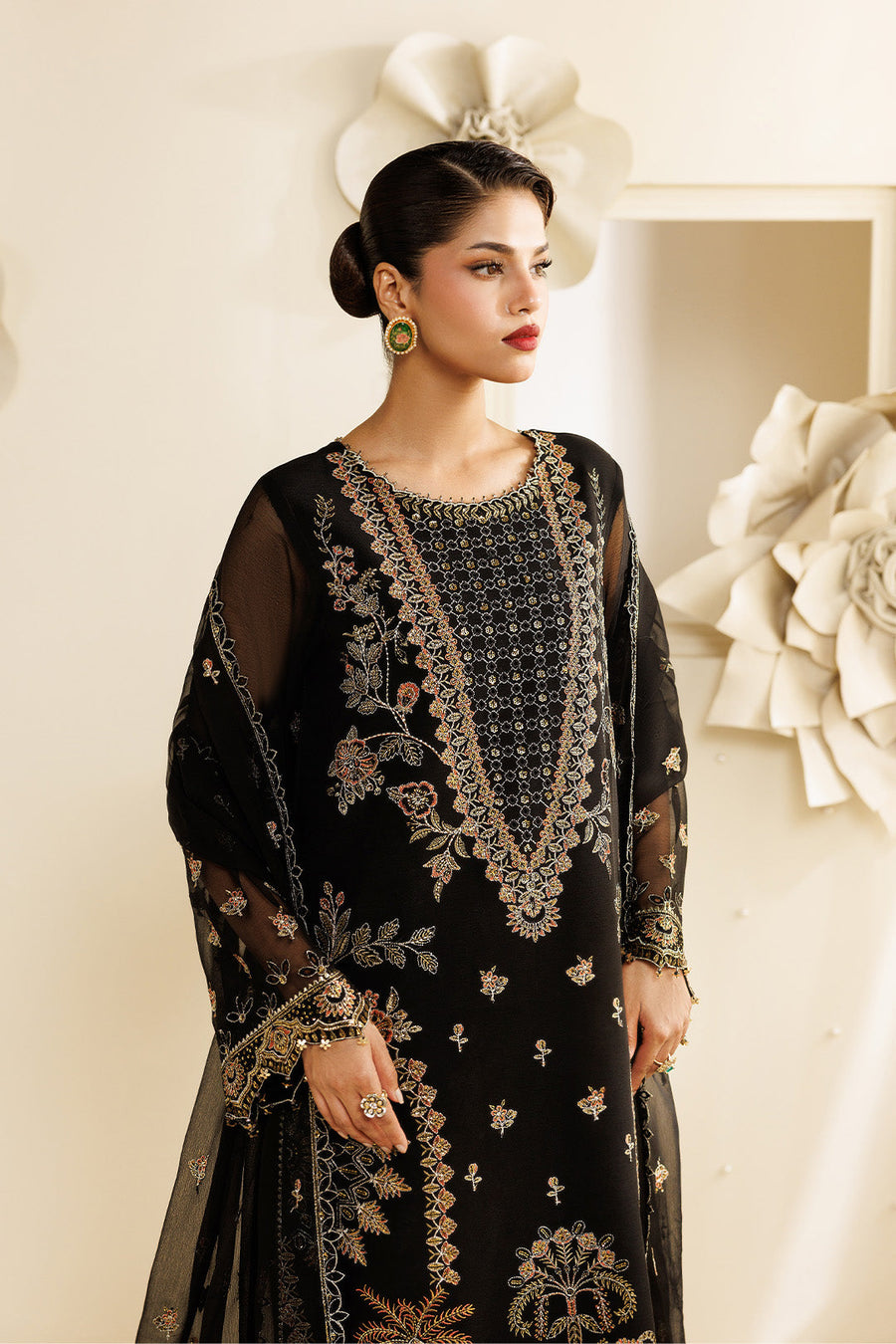 Halo Embroidered Chiffon 3-Piece Formal Suit