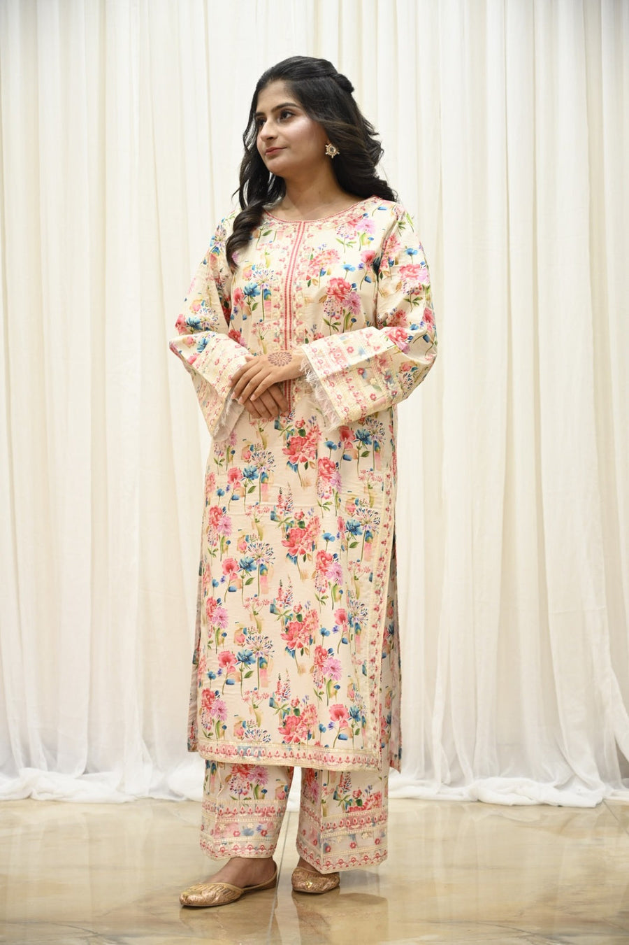 Ivory Bloom – Luxury Embroidered Suit for Women