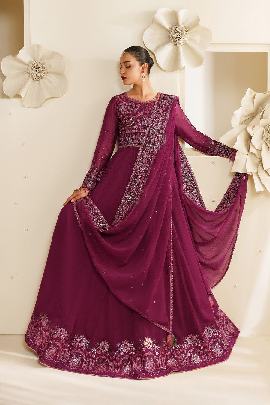 Rubyra Embroidered Chiffon 3-Piece Formal Suit | 2293