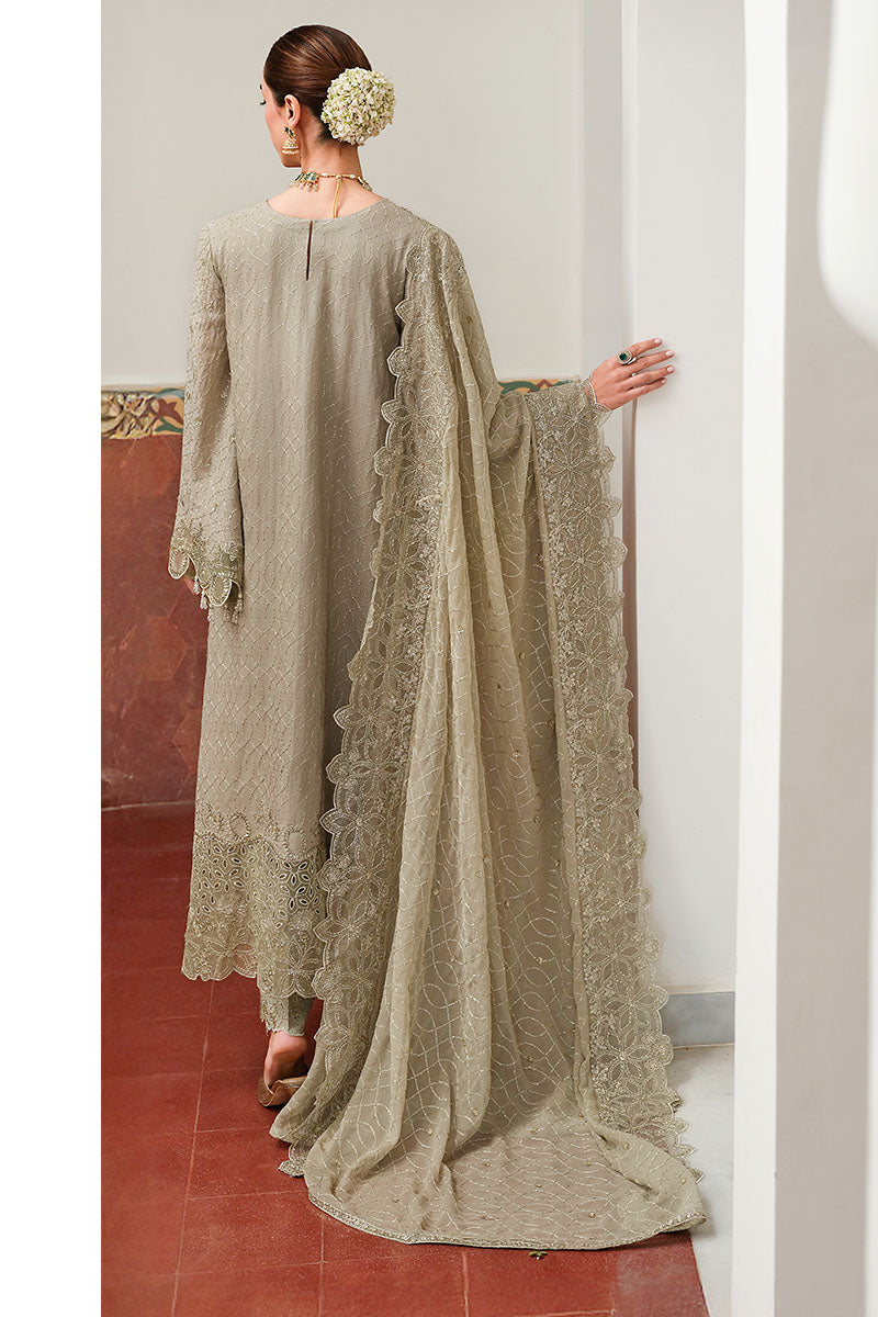 ASHEN DREAM-3PC SILK EMBROIDERED PRET - Pehnaawaa