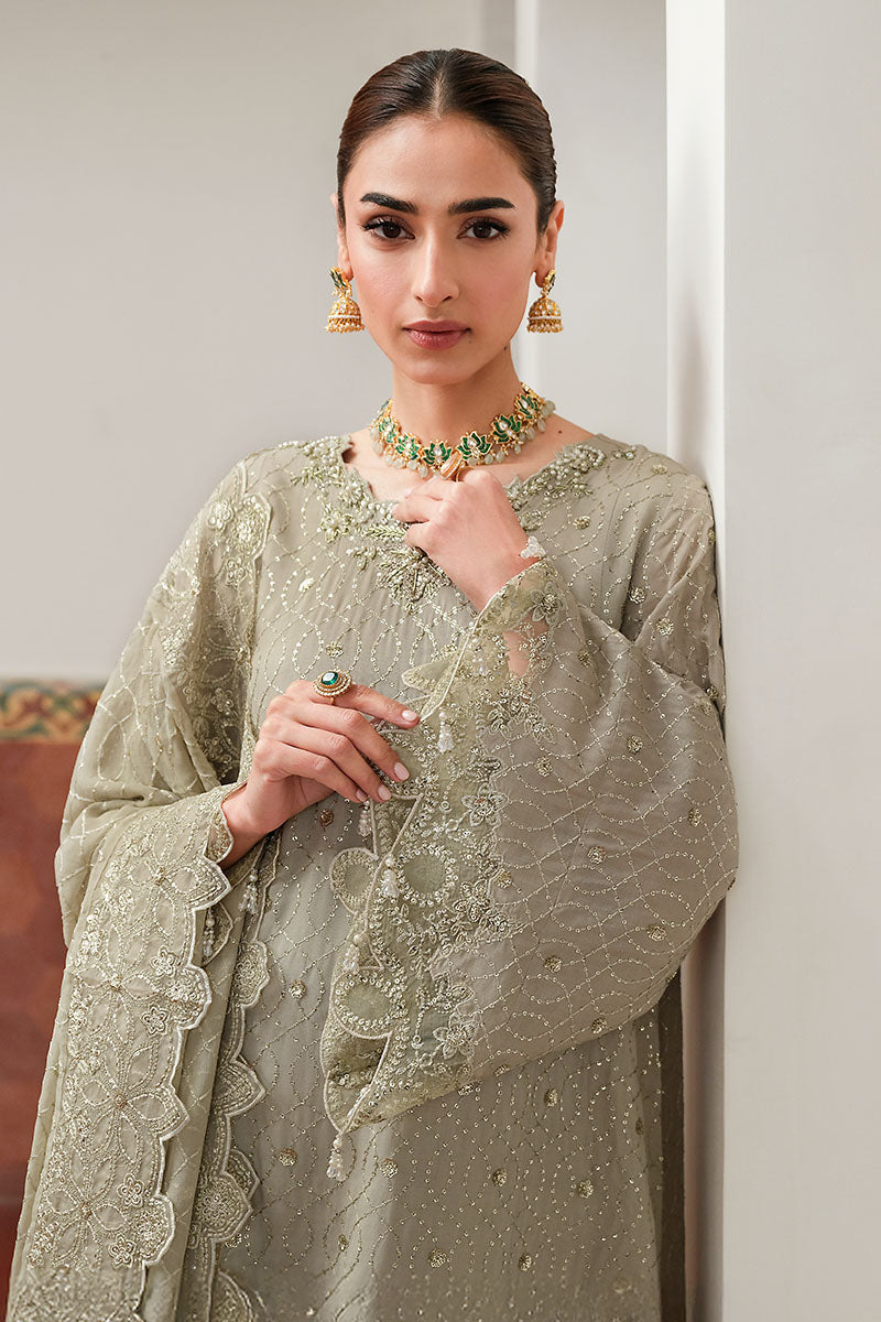 ASHEN DREAM-3PC SILK EMBROIDERED PRET - Pehnaawaa