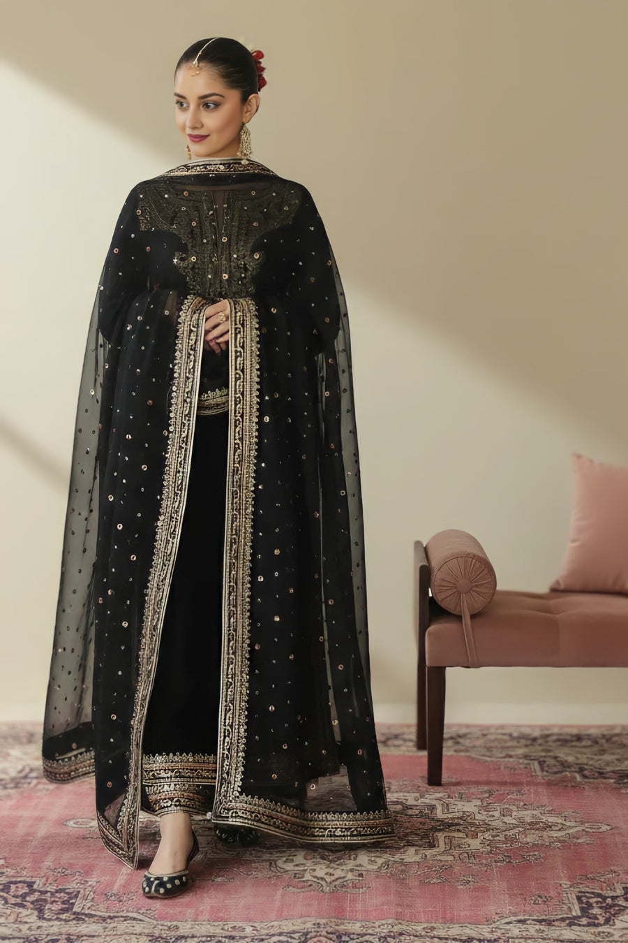 Black Majesty | 3 piece Embroidered Luxury Pret For Women