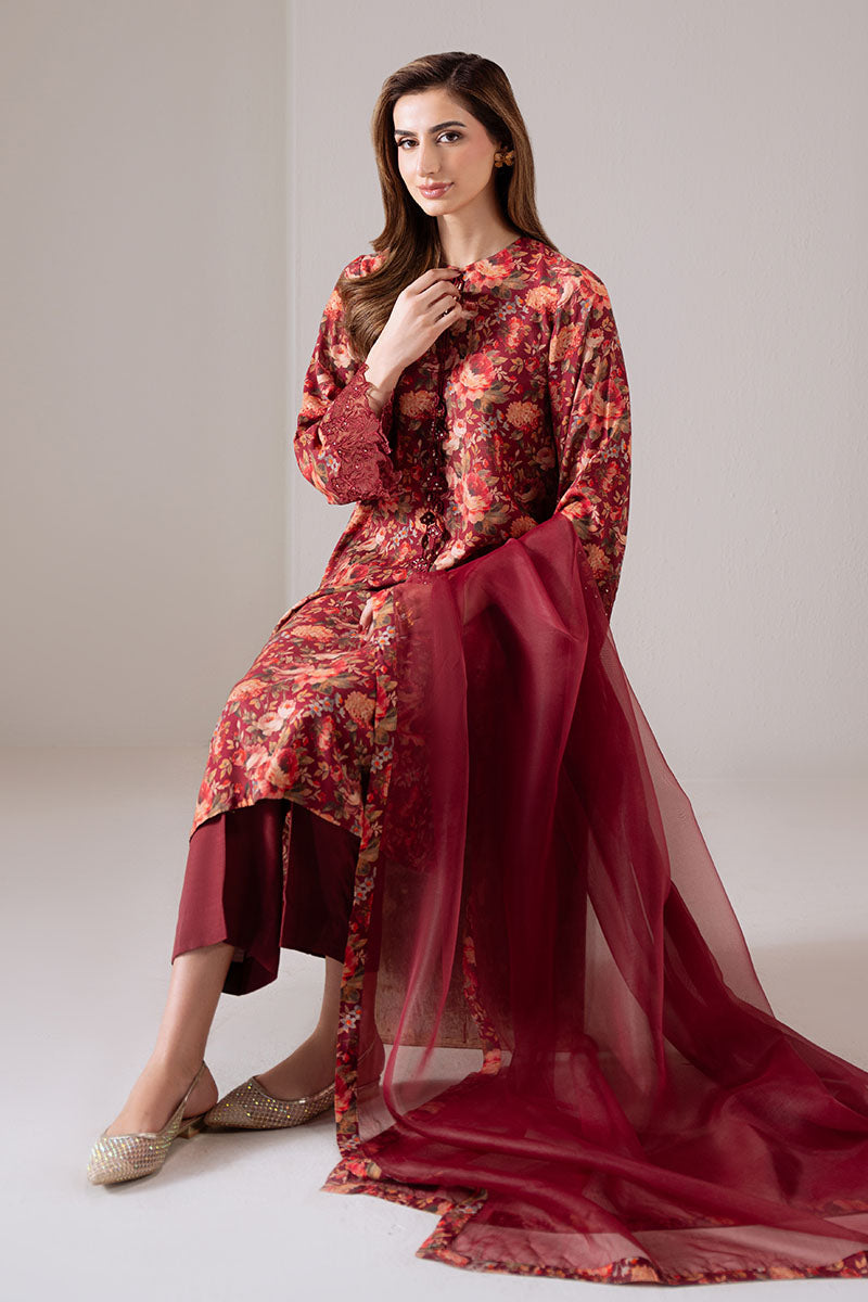 SCARLET SUNSET-2 PC (SHIRT & DUPATTA) - Pehnaawaa