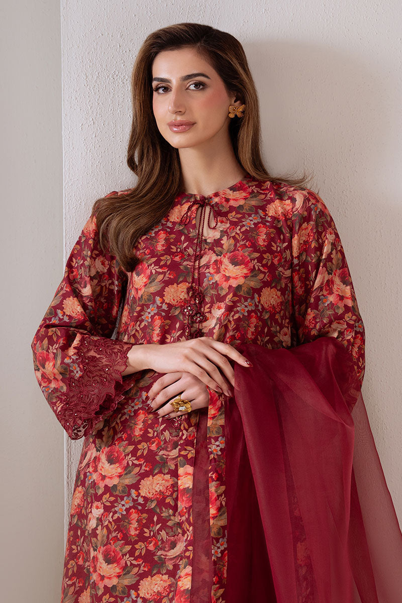 SCARLET SUNSET-2 PC (SHIRT & DUPATTA) - Pehnaawaa