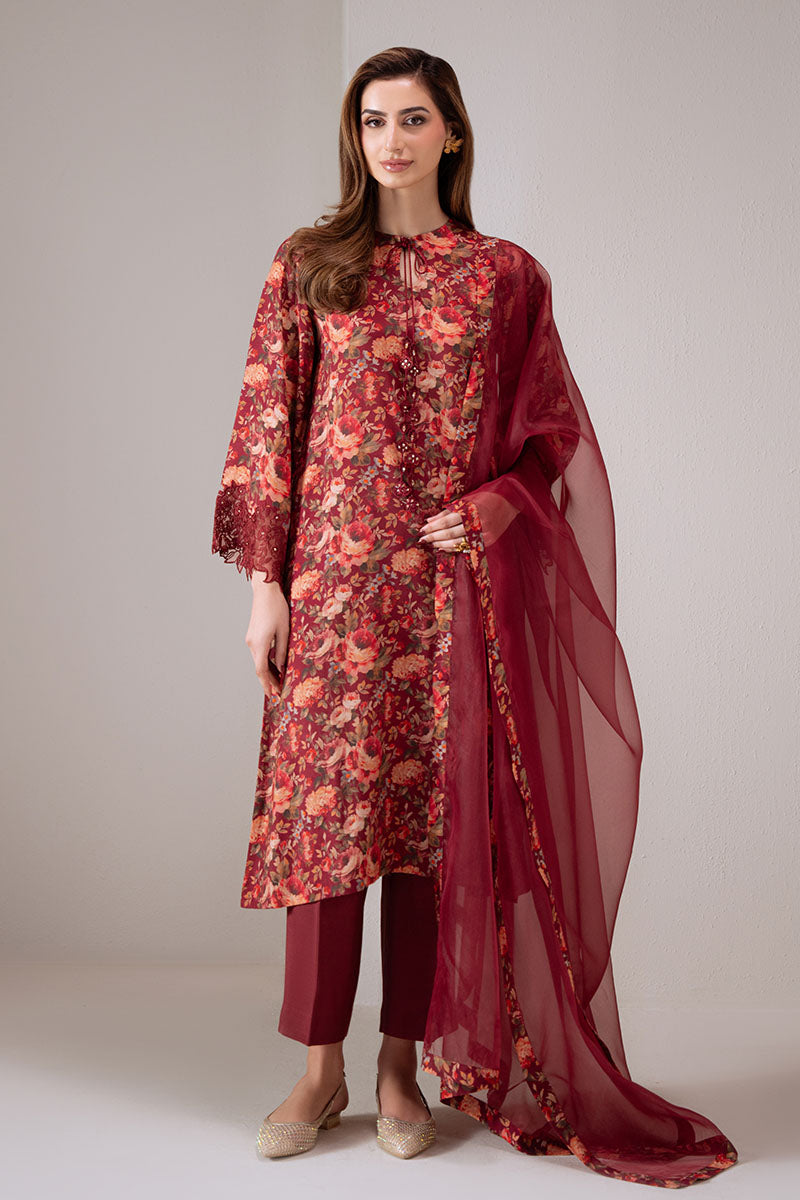 SCARLET SUNSET-2 PC (SHIRT & DUPATTA) - Pehnaawaa