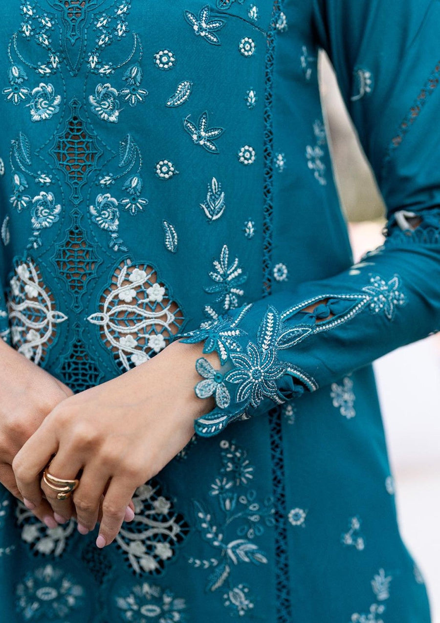 Alyana Teal Chikankari Lawn Suit with Jacquard Weaved Dupatta - Pehnaawaa