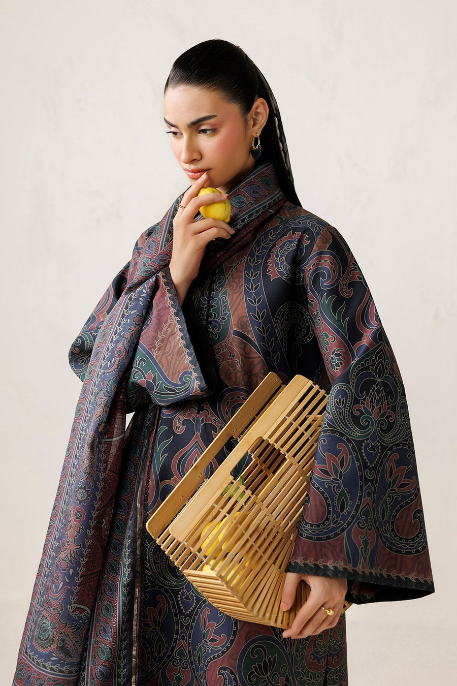 Midnight Blue and Maroon Paisley Digital Printed Lawn Suit with Cotton Silk Dupatta