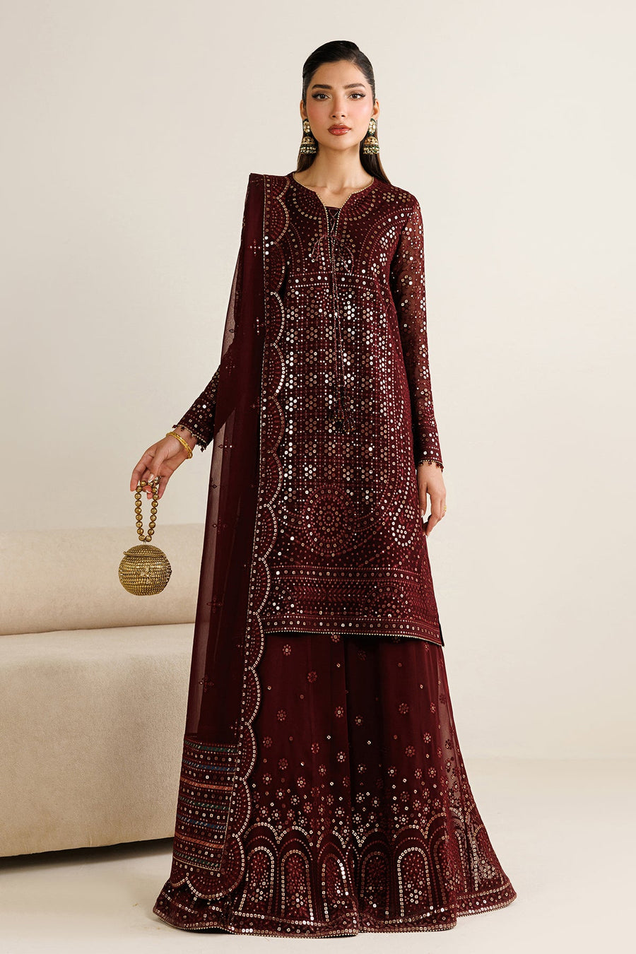 Embroidered Chiffon 3-Piece Formal Suit with Embroidered Dupatta