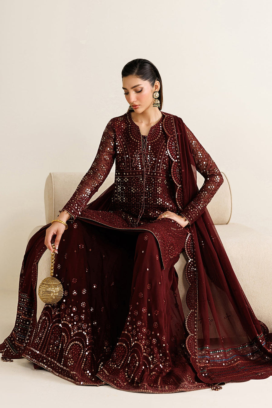 Embroidered Chiffon 3-Piece Formal Suit with Embroidered Dupatta