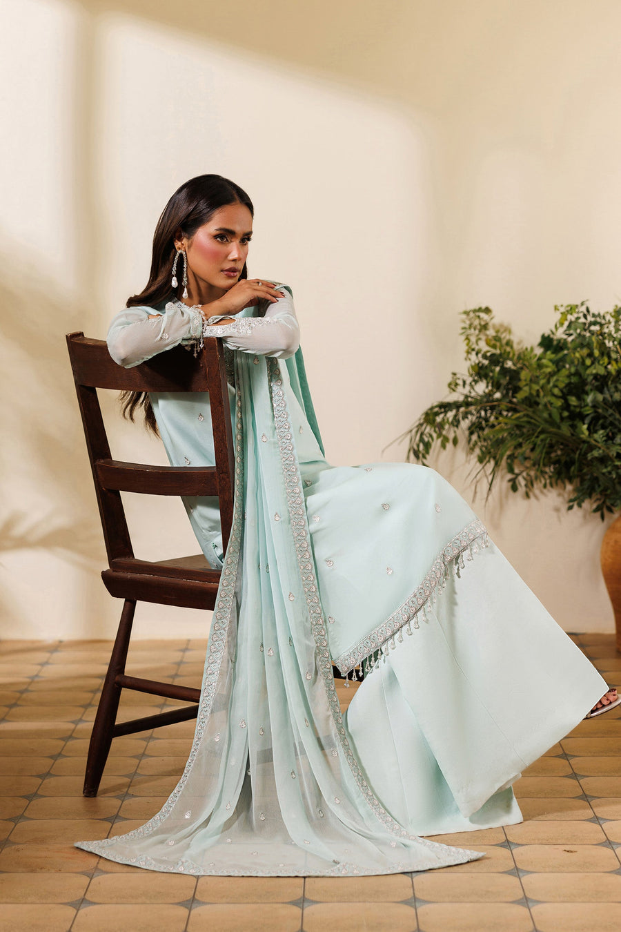 Embroidered Chiffon Sharara Suit | EMC 21