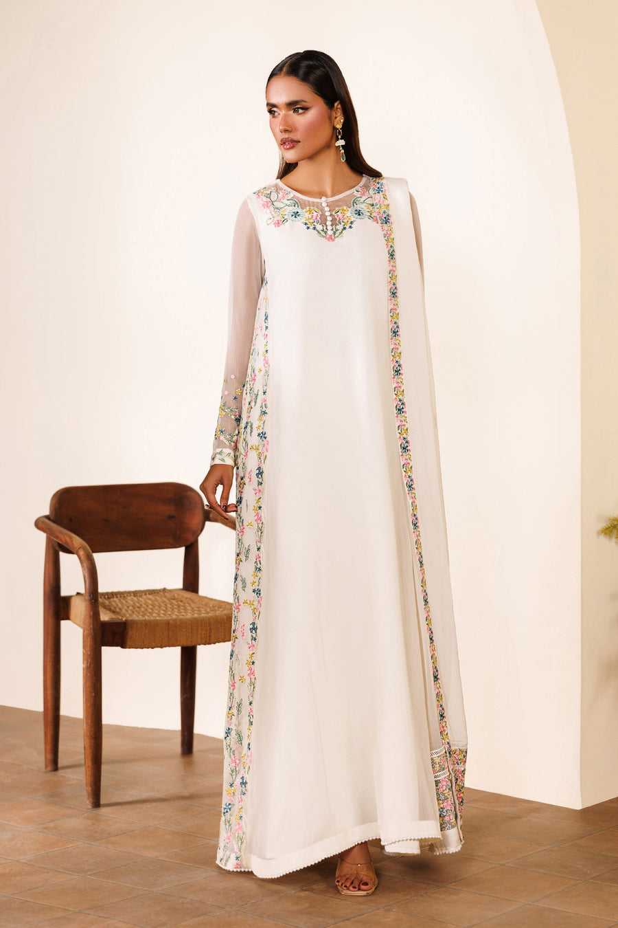 Embroidered Chiffon 3-Piece Formal Suit | EMC 24