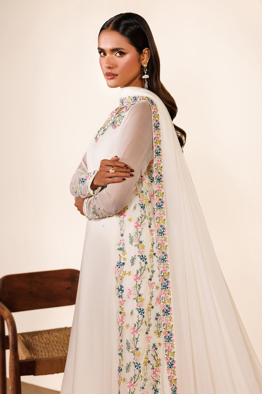 Embroidered Chiffon 3-Piece Formal Suit | EMC 24