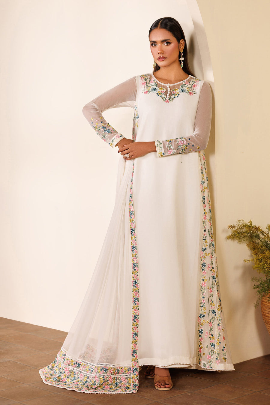Embroidered Chiffon 3-Piece Formal Suit | EMC 24