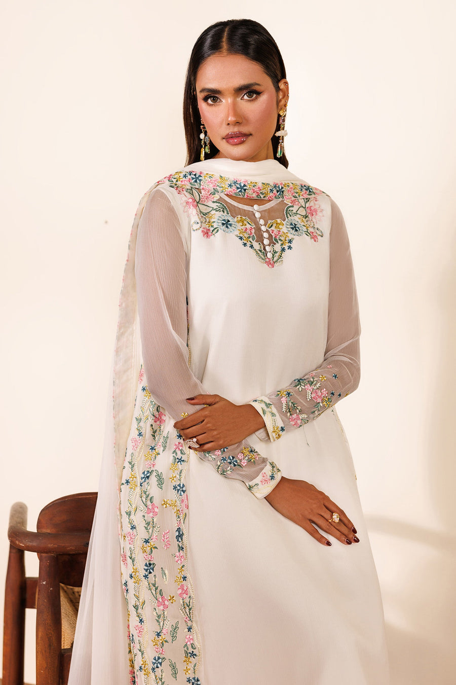 Embroidered Chiffon 3-Piece Formal Suit | EMC 24