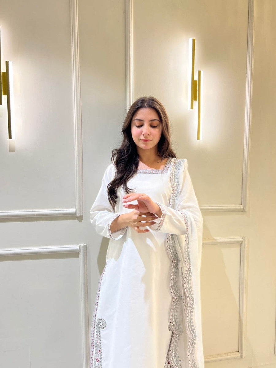 White Elegance | Embroidered Suit