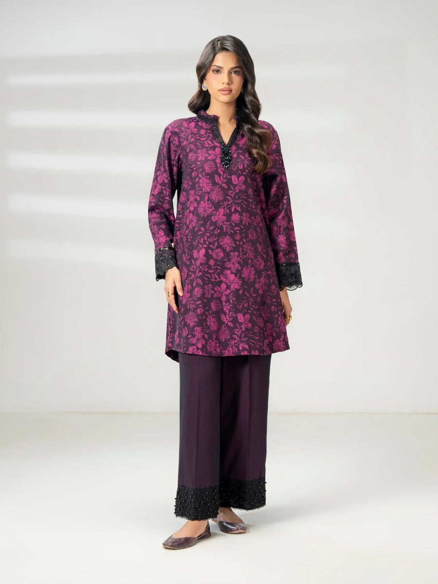 2 Piece Jacquard Suit - Embroidered (Pret) - Pehnaawaa