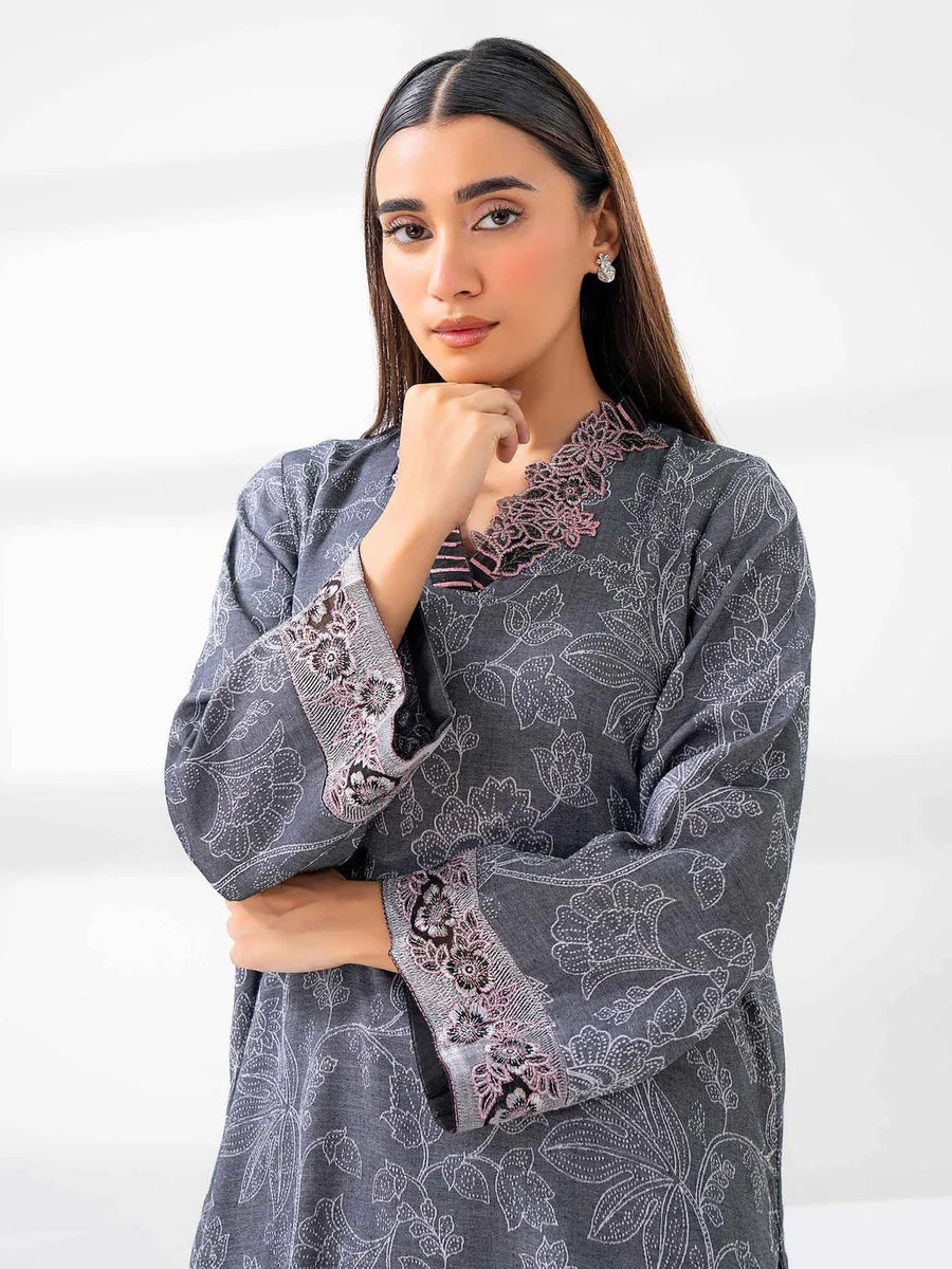 2 Piece Jacquard Suit - Embroidered (Pret) - Pehnaawaa