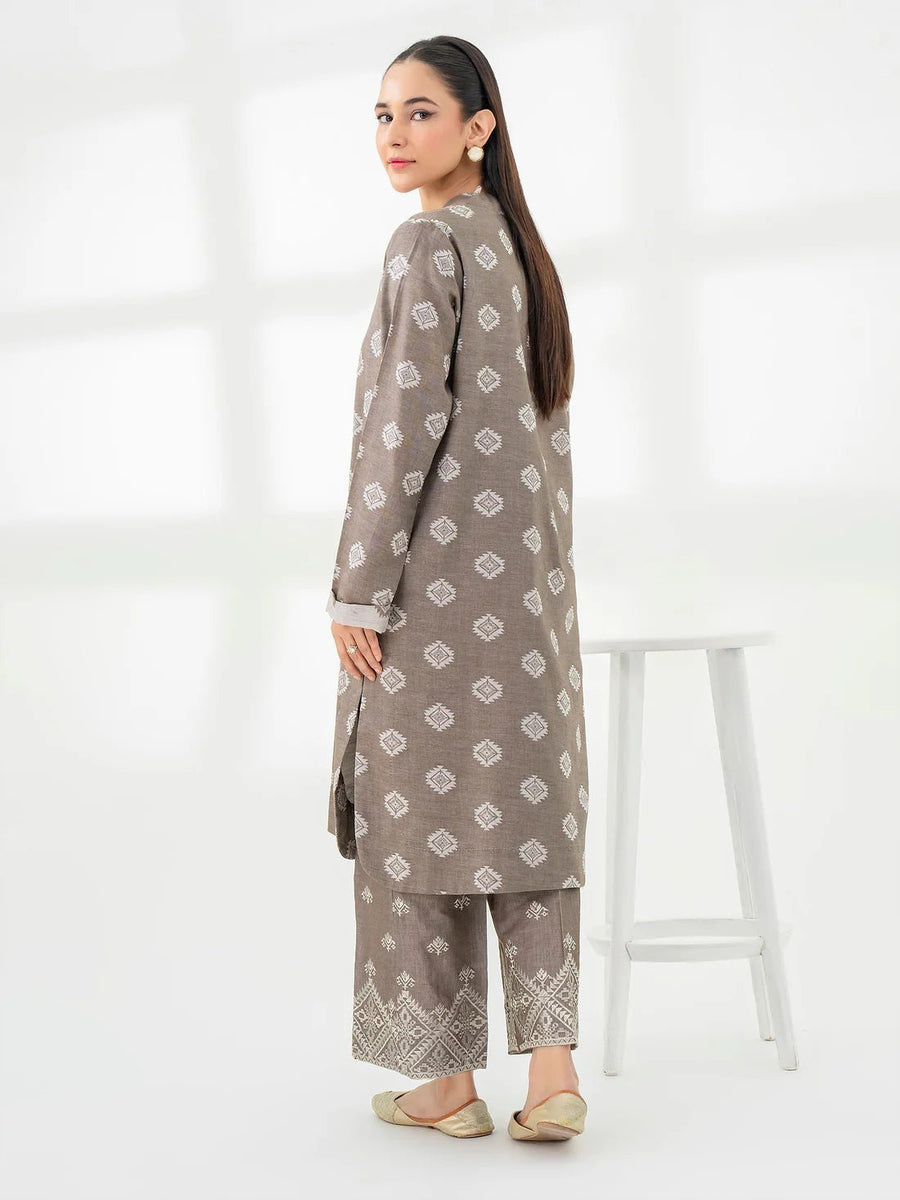 2 Piece Jacquard Suit - Embroidered (Pret) - Pehnaawaa
