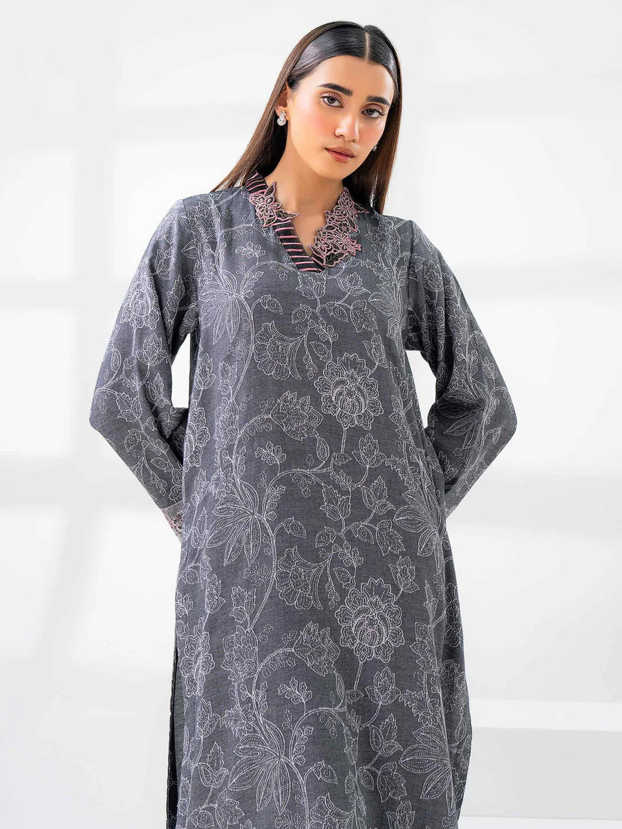 2 Piece Jacquard Suit - Embroidered (Pret) - Pehnaawaa