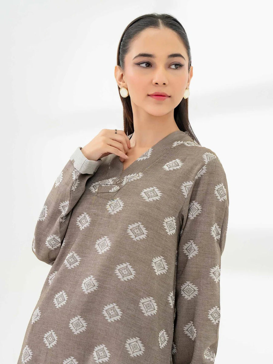 2 Piece Jacquard Suit - Embroidered (Pret) - Pehnaawaa