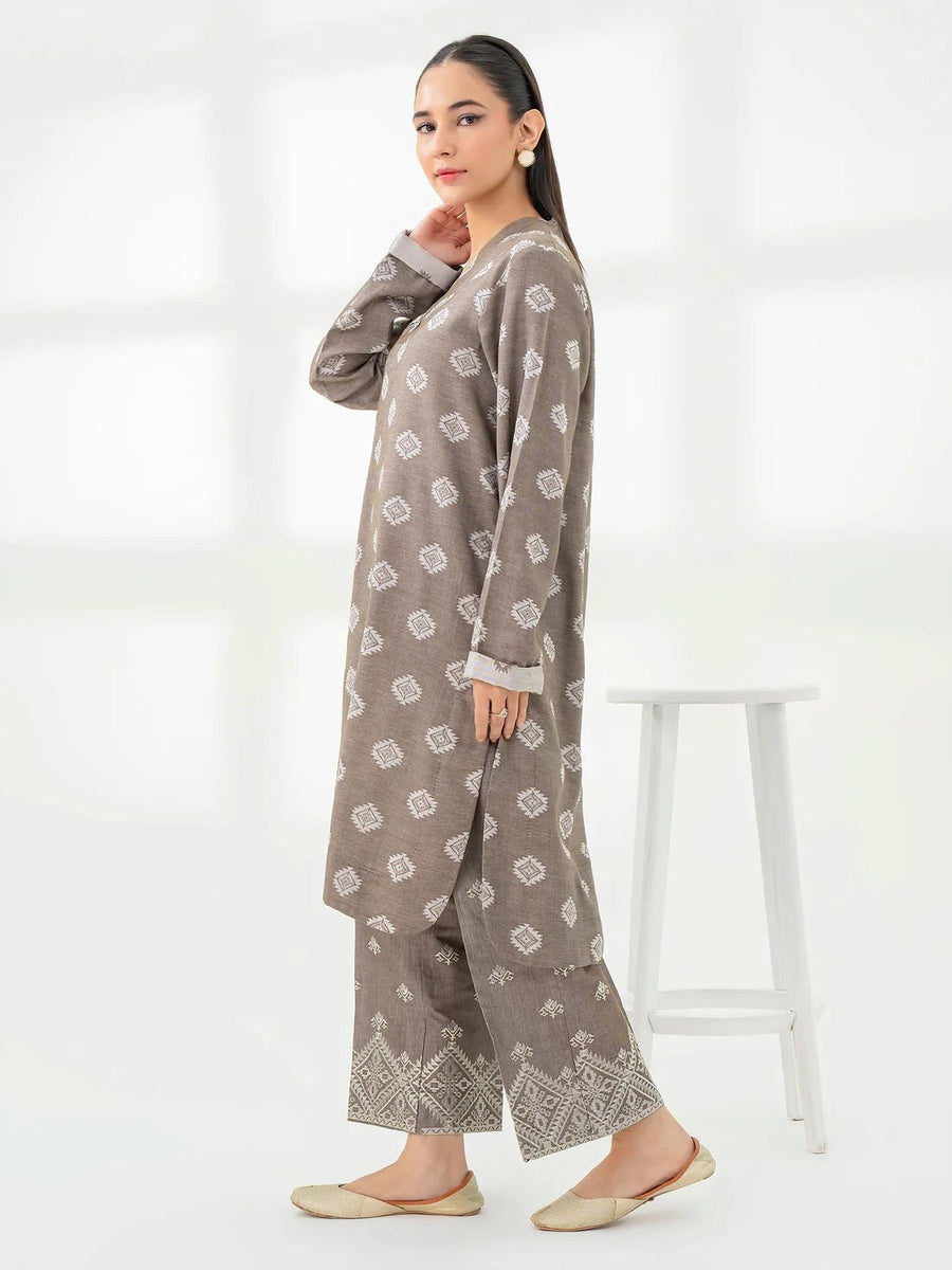 2 Piece Jacquard Suit - Embroidered (Pret) - Pehnaawaa