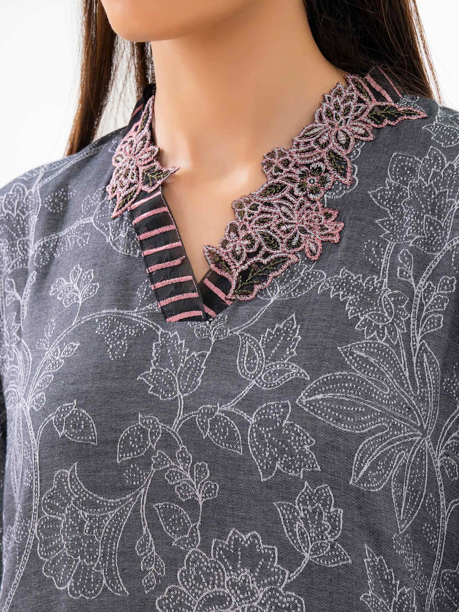 2 Piece Jacquard Suit - Embroidered (Pret) - Pehnaawaa