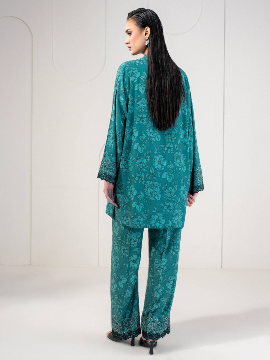 2 Piece Linen Suit - Embroidered (Pret) - Pehnaawaa