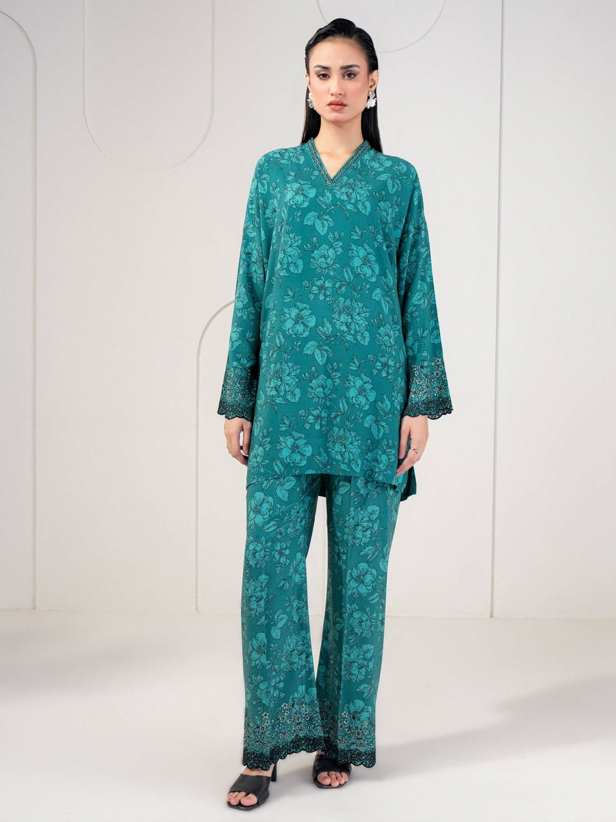 2 Piece Linen Suit - Embroidered (Pret) - Pehnaawaa