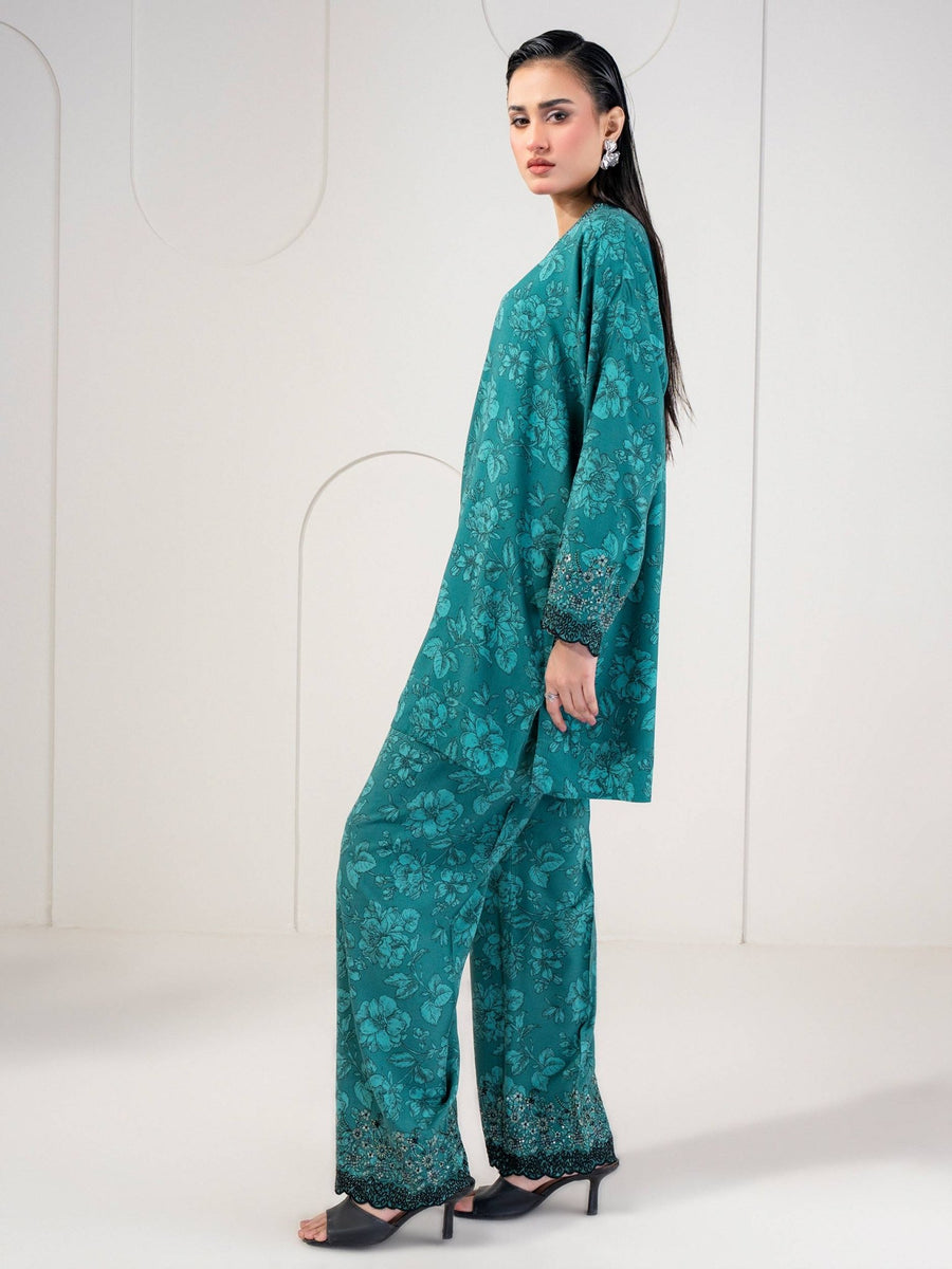 2 Piece Linen Suit - Embroidered (Pret) - Pehnaawaa