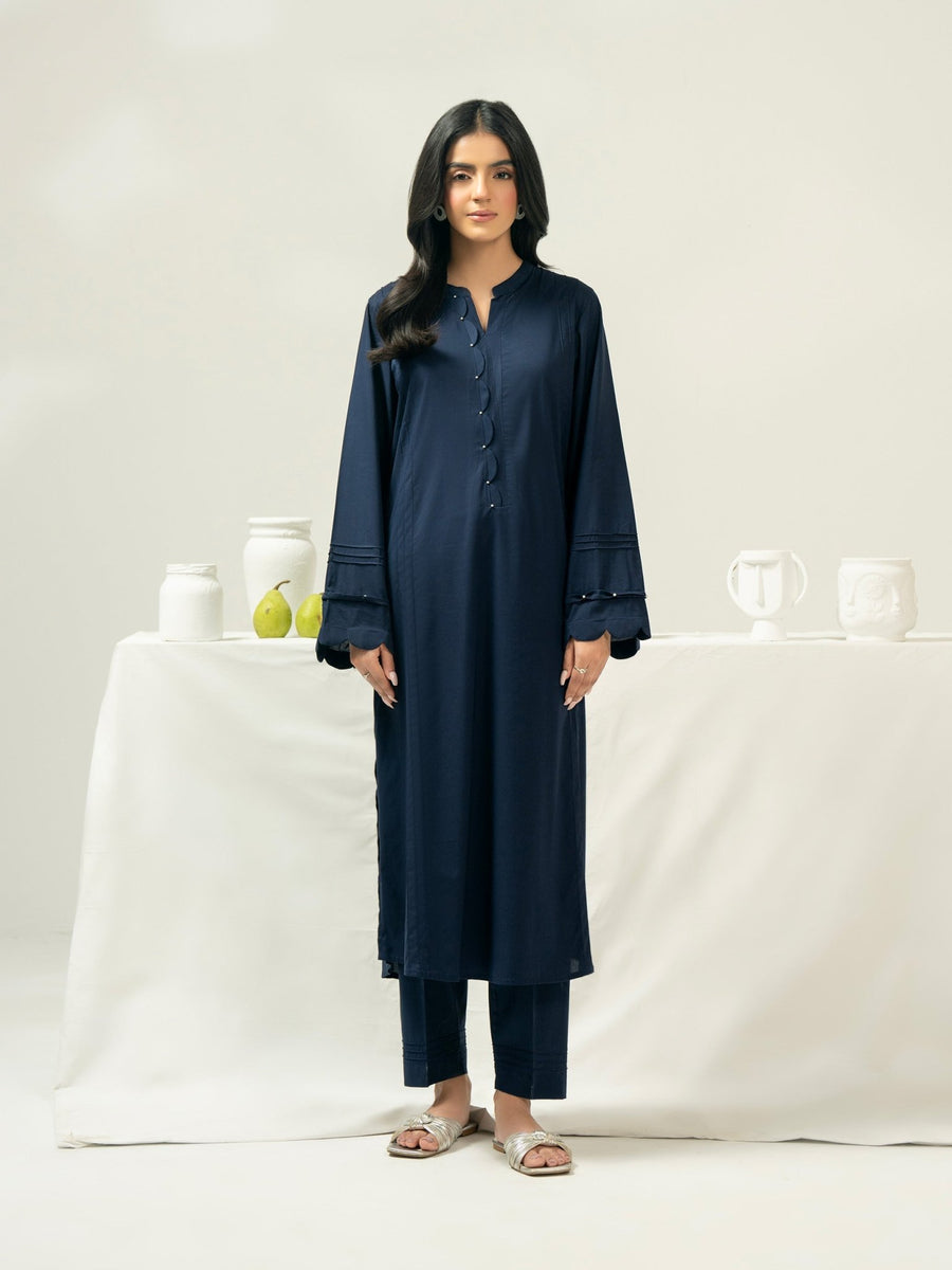 2 Piece Satin Suit - Dyed (Pret) - Pehnaawaa