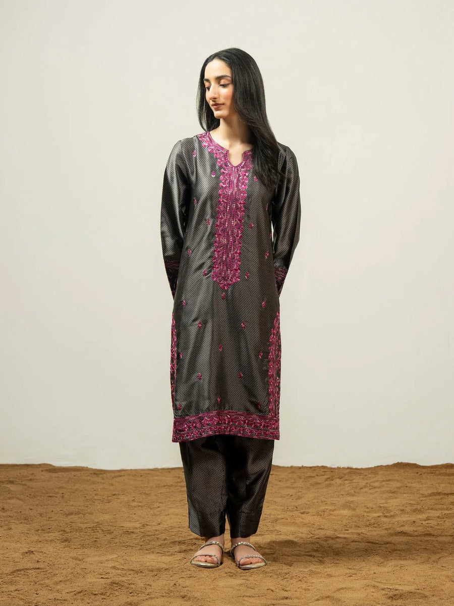 2 Piece Silk Suit - Embroidered (Pret) - Pehnaawaa