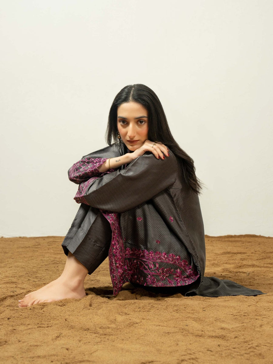 2 Piece Silk Suit - Embroidered (Pret) - Pehnaawaa