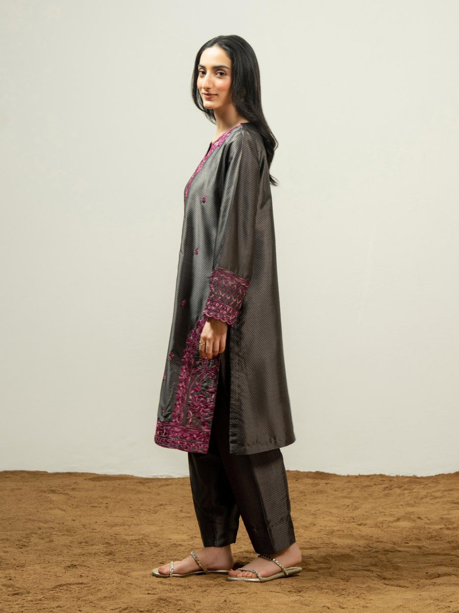 2 Piece Silk Suit - Embroidered (Pret) - Pehnaawaa