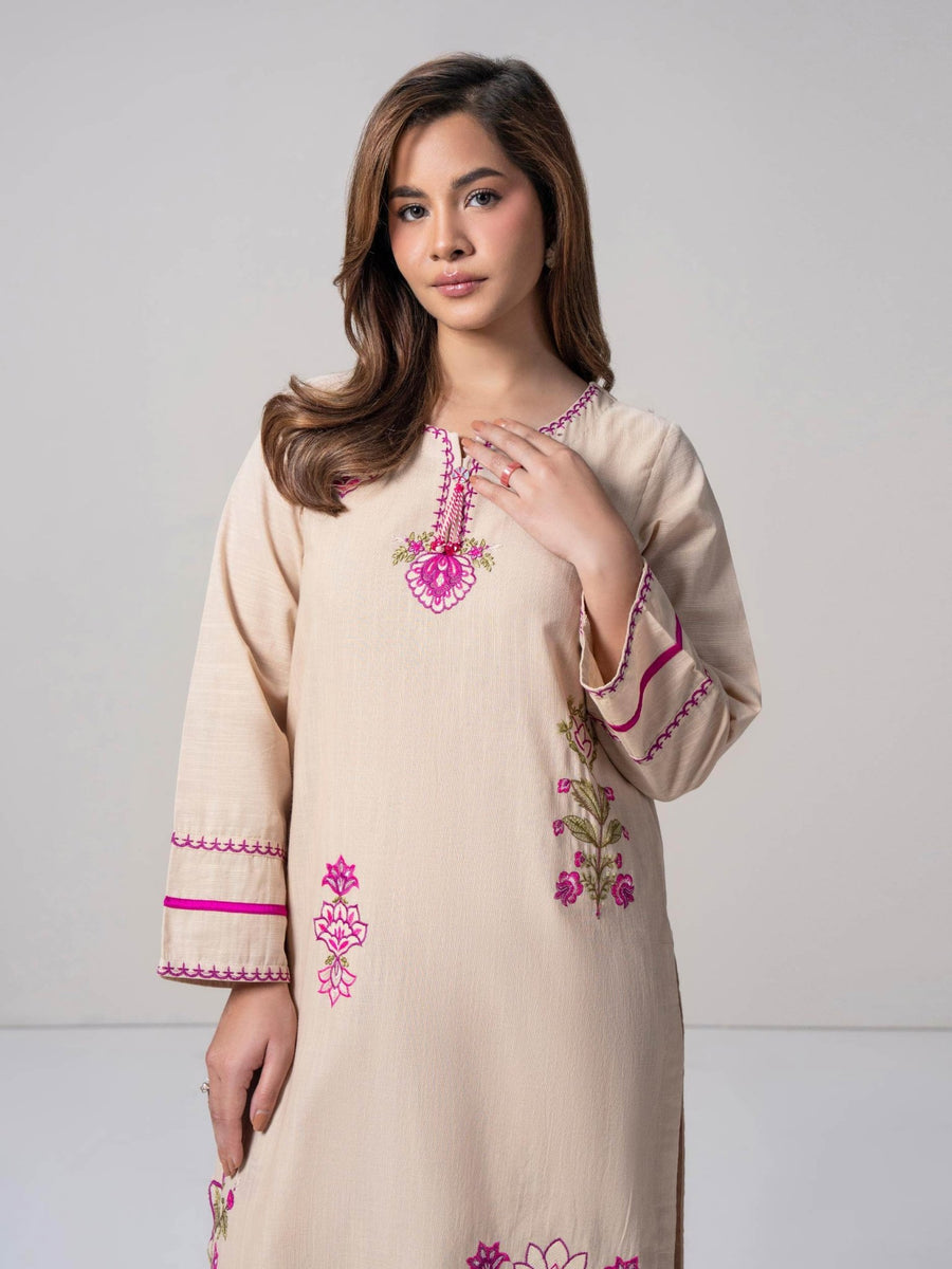 2 Piece Slub Khaddar Suit - Embroidered (Pret) - Pehnaawaa