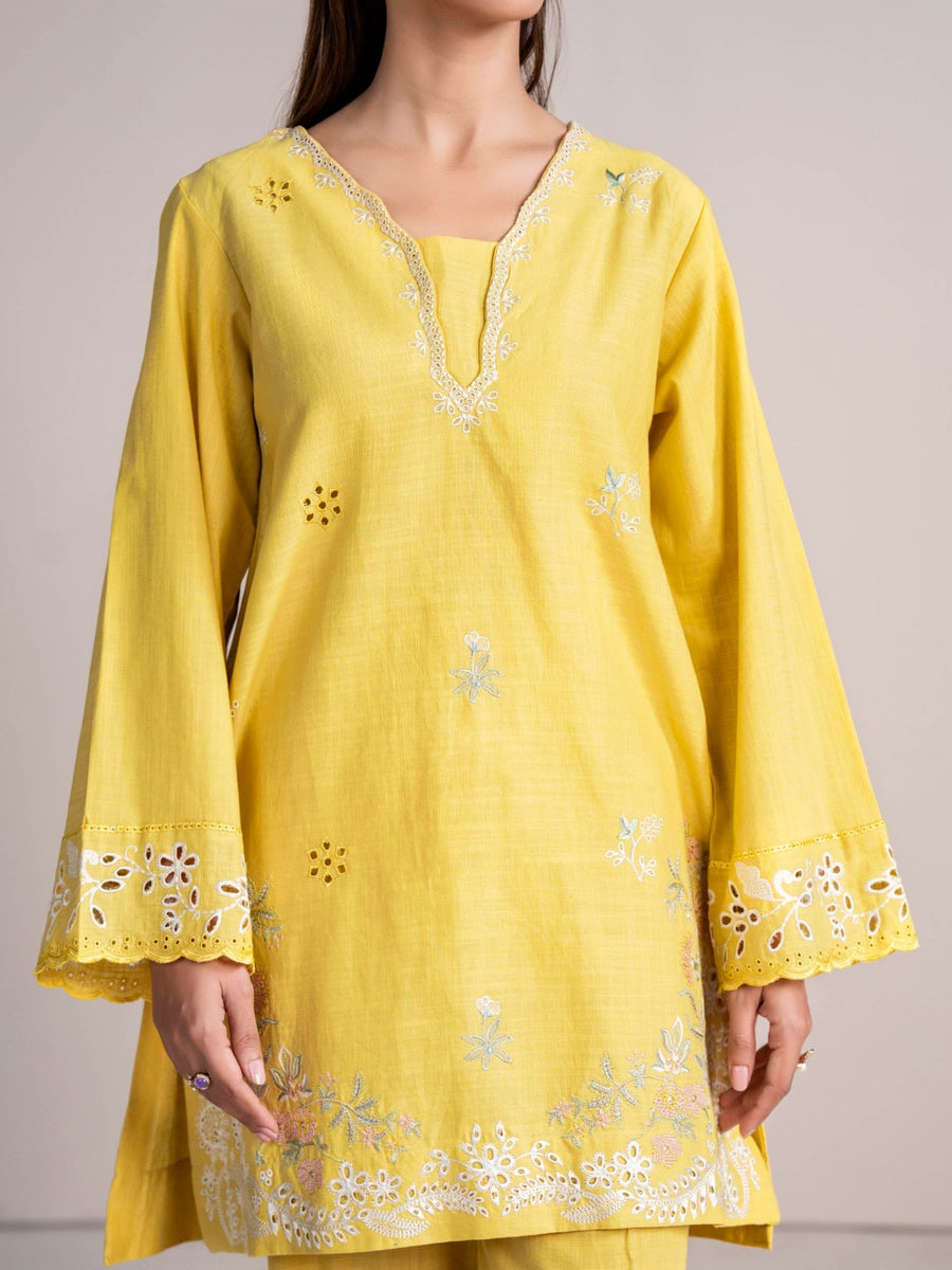 2 Piece Slub Khaddar Suit - Embroidered (Pret) - Pehnaawaa