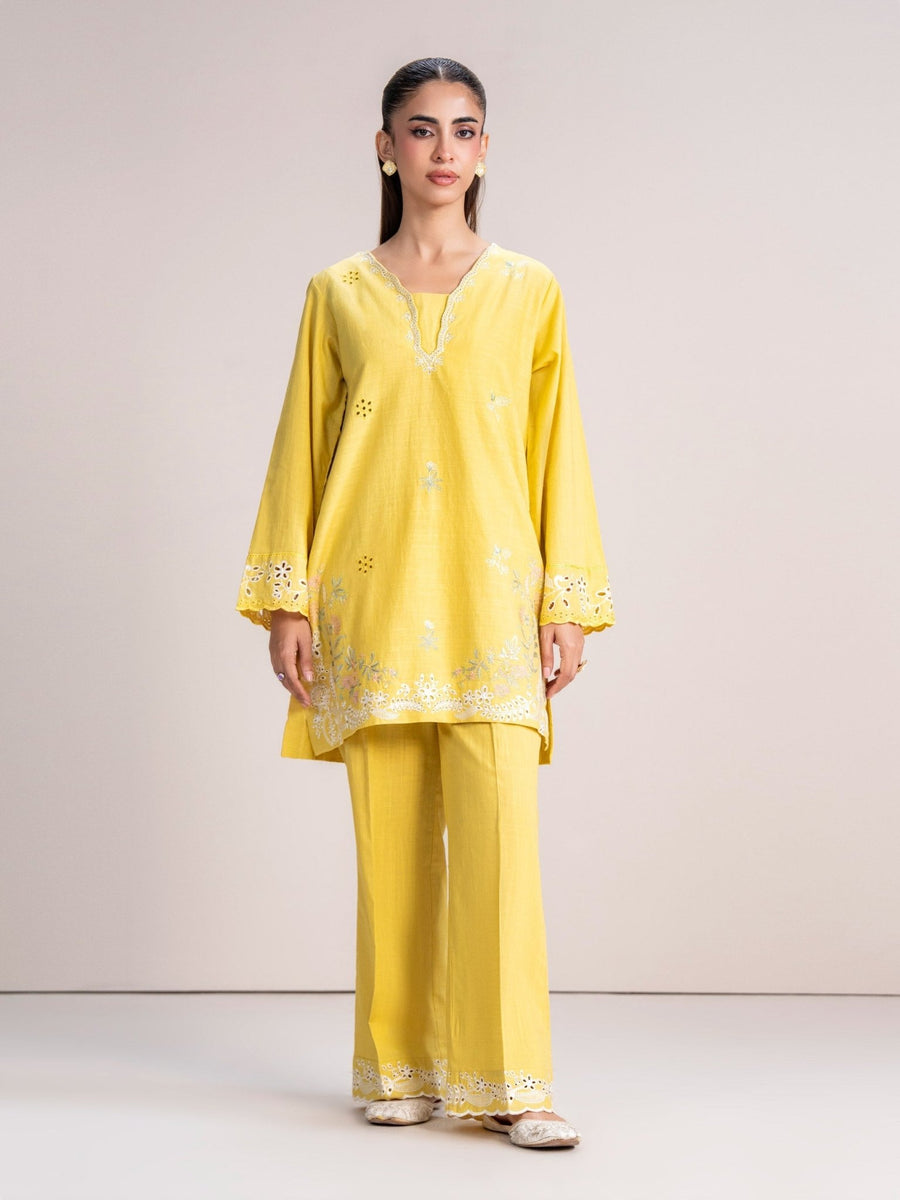 2 Piece Slub Khaddar Suit - Embroidered (Pret) - Pehnaawaa