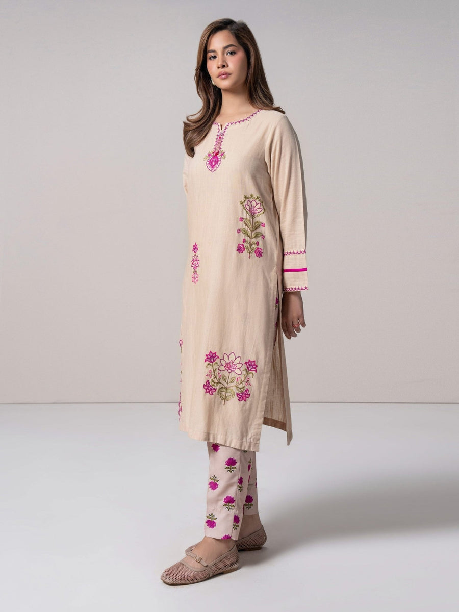 2 Piece Slub Khaddar Suit - Embroidered (Pret) - Pehnaawaa