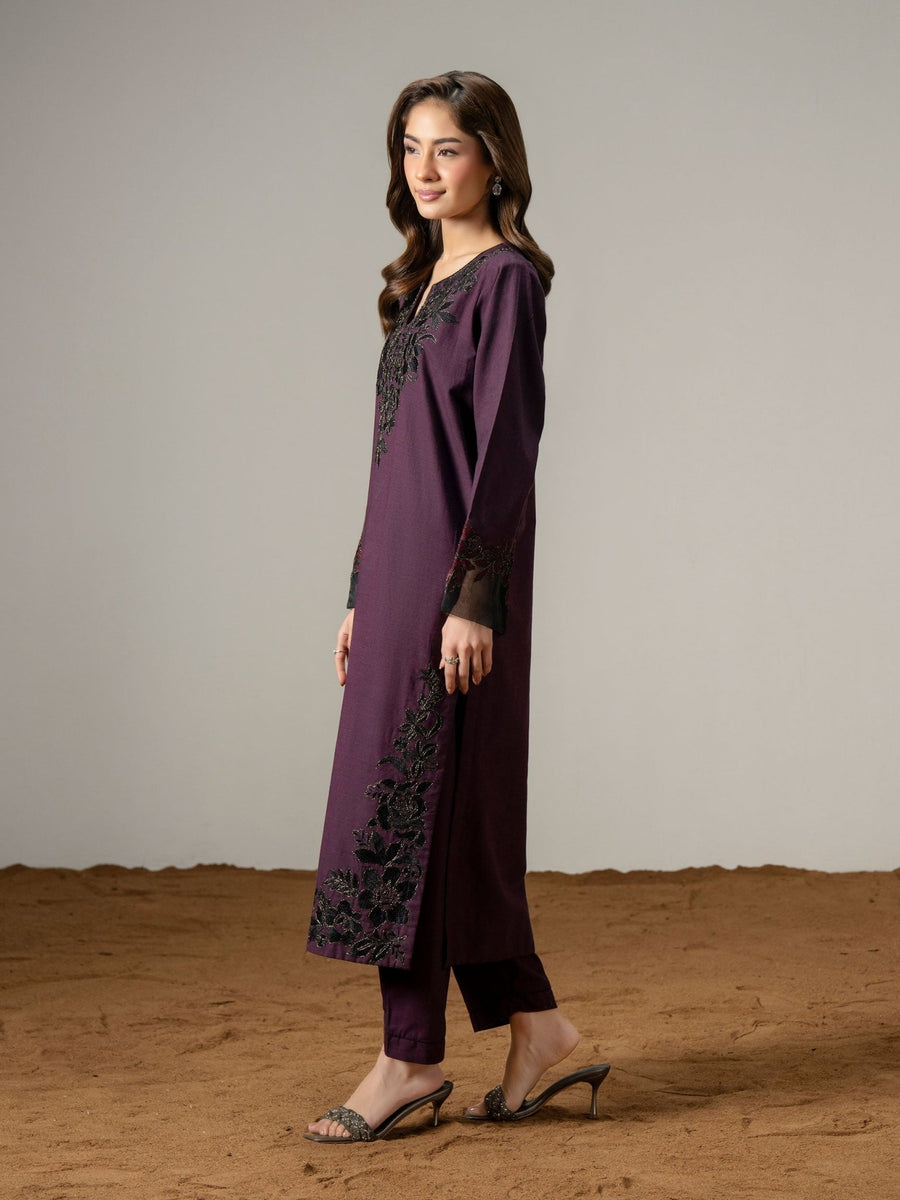 2 Piece Yarn Dyed Suit - Embroidered (Pret) - Pehnaawaa