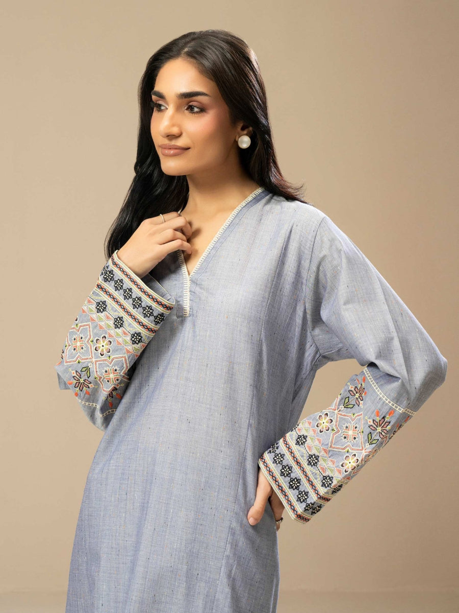 2 Piece Yarn Dyed Suit - Embroidered (Pret) - Pehnaawaa