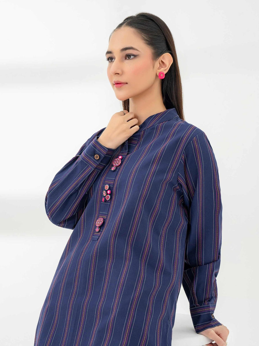 2 Piece Yarn Dyed Suit - Embroidered (Pret) - Pehnaawaa