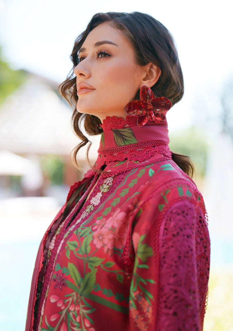 Amaira Dark Maroon Printed Chikankari Lawn Suit with Chiffon Dupatta - Pehnaawaa