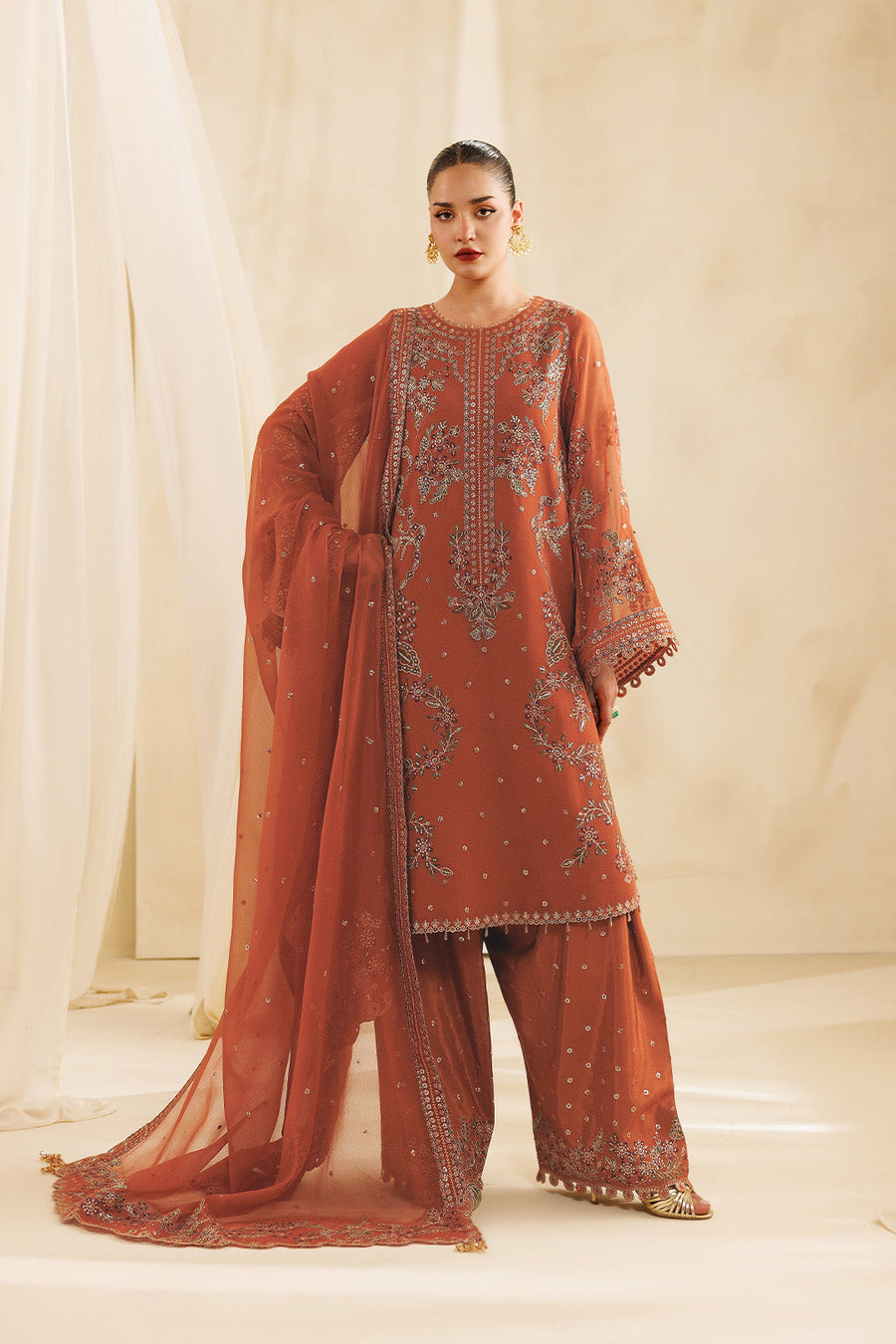 Glimmer Embroidered Chiffon 3-Piece Formal Suit | 2298