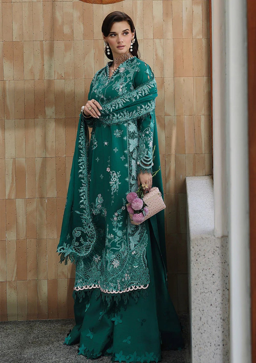 Teal Green Chikankari Lawn Suit with Embroidered Chiffon Dupatta - Pehnaawaa