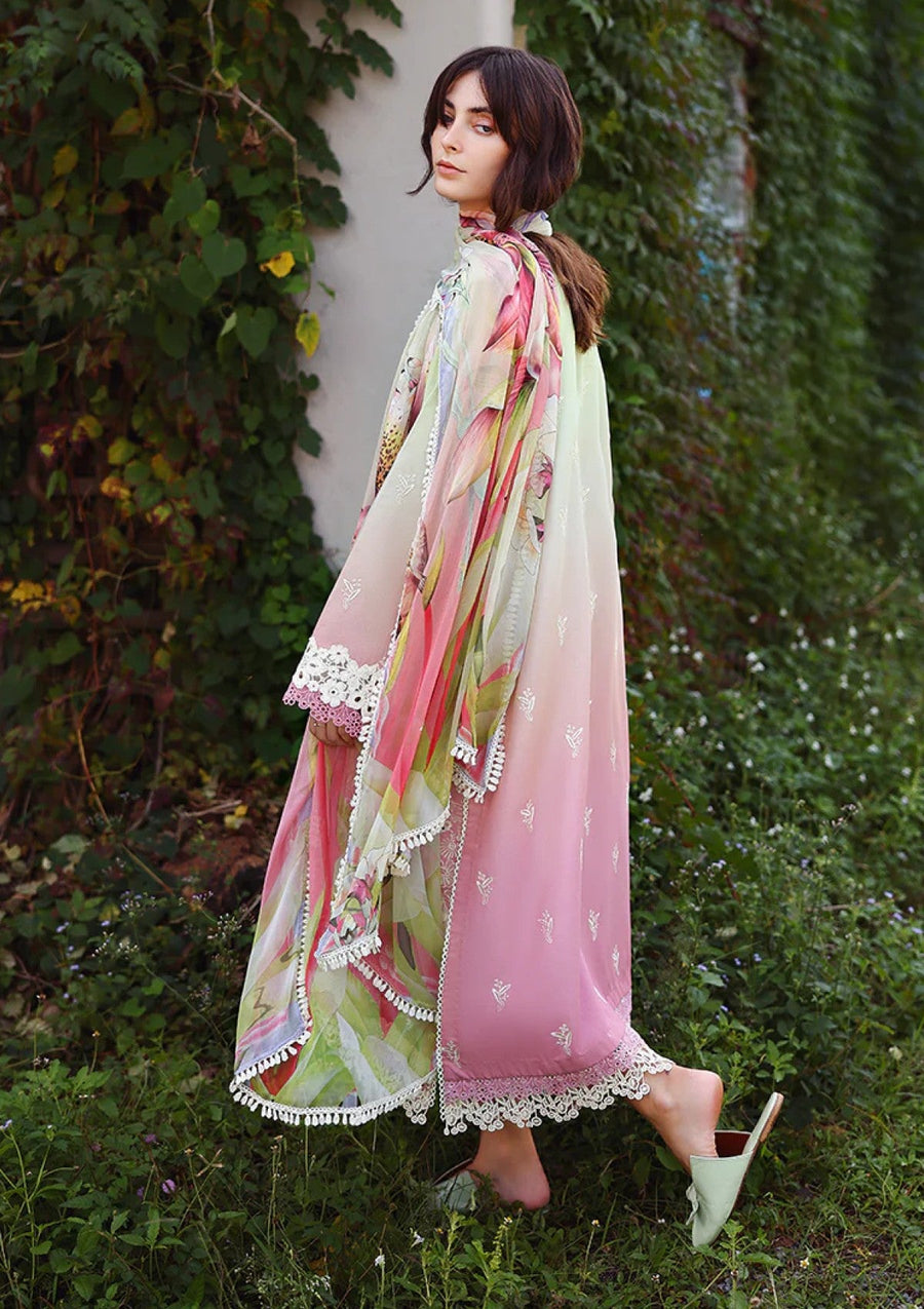 Petal Pull Ombre Chikankari Lawn Suit with Digital Printed Chiffon Dupatta - Pehnaawaa