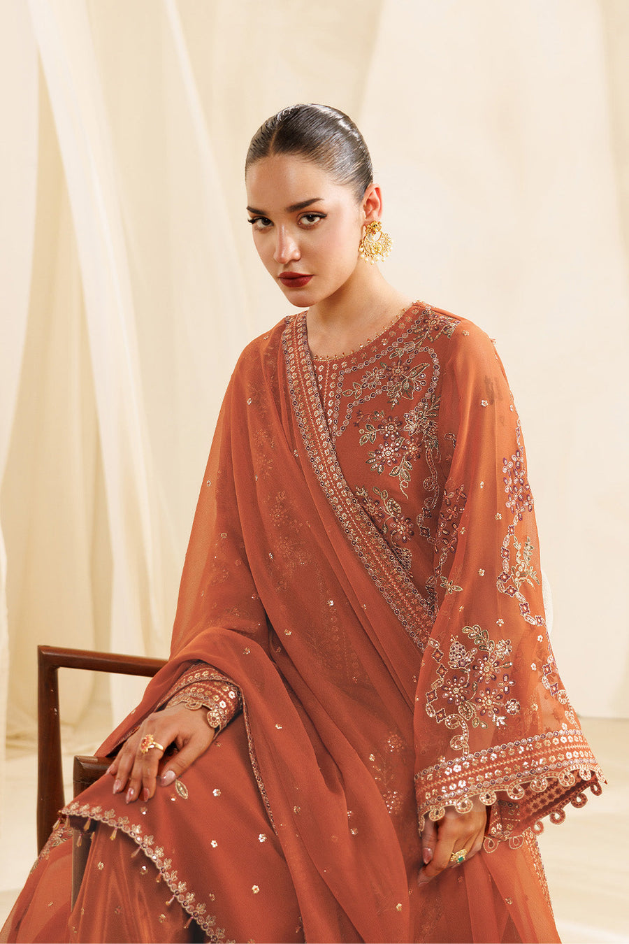 Glimmer Embroidered Chiffon 3-Piece Formal Suit | 2298