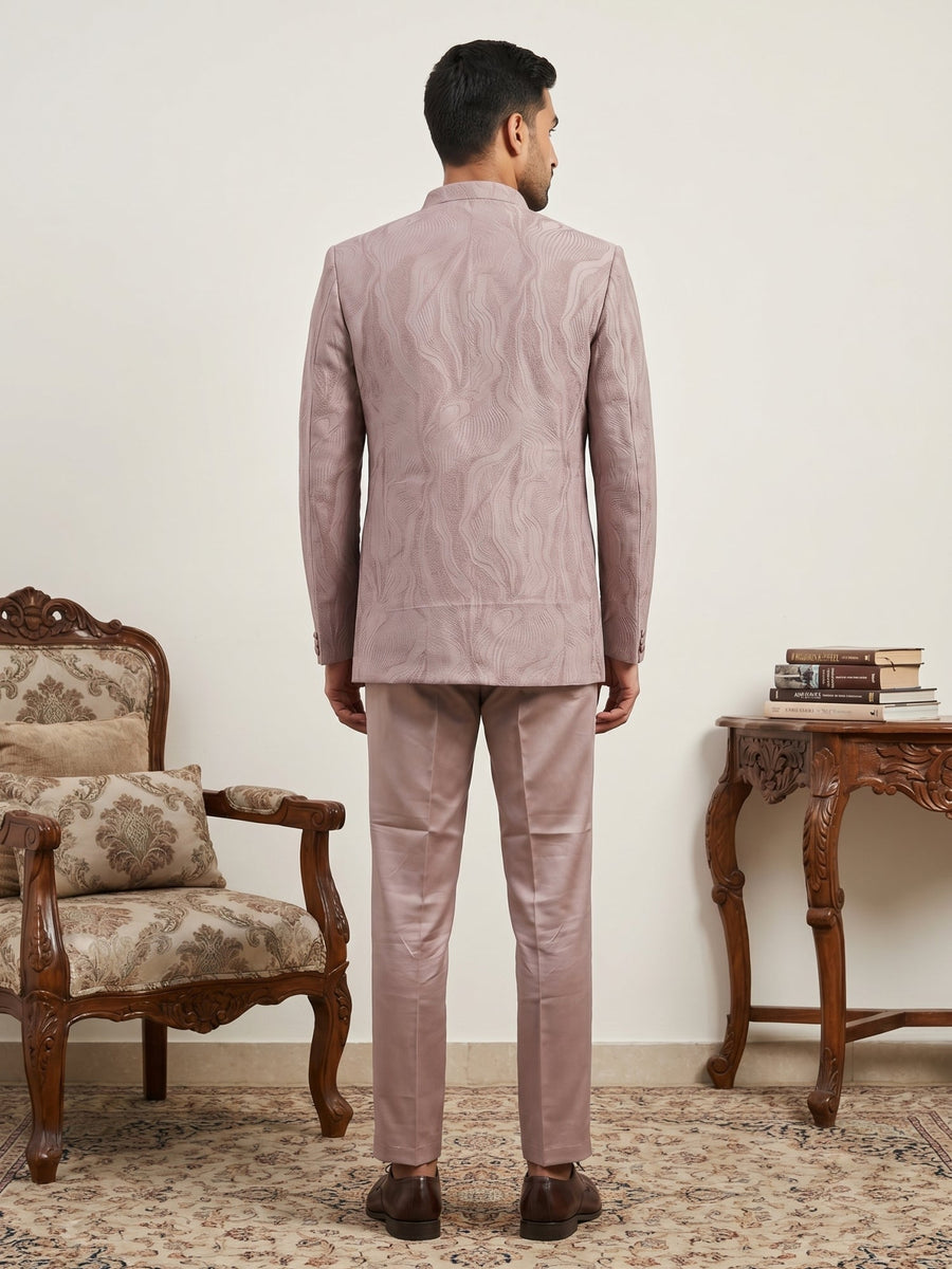 Men's Cotton Blend Embroidered Indo-Western Set ( 50JIND 218Magenta )