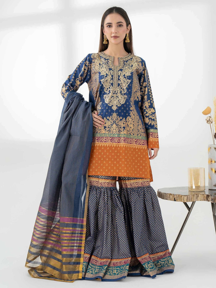 3 Piece Cambric Suit - Embroidered (Pret) - Pehnaawaa