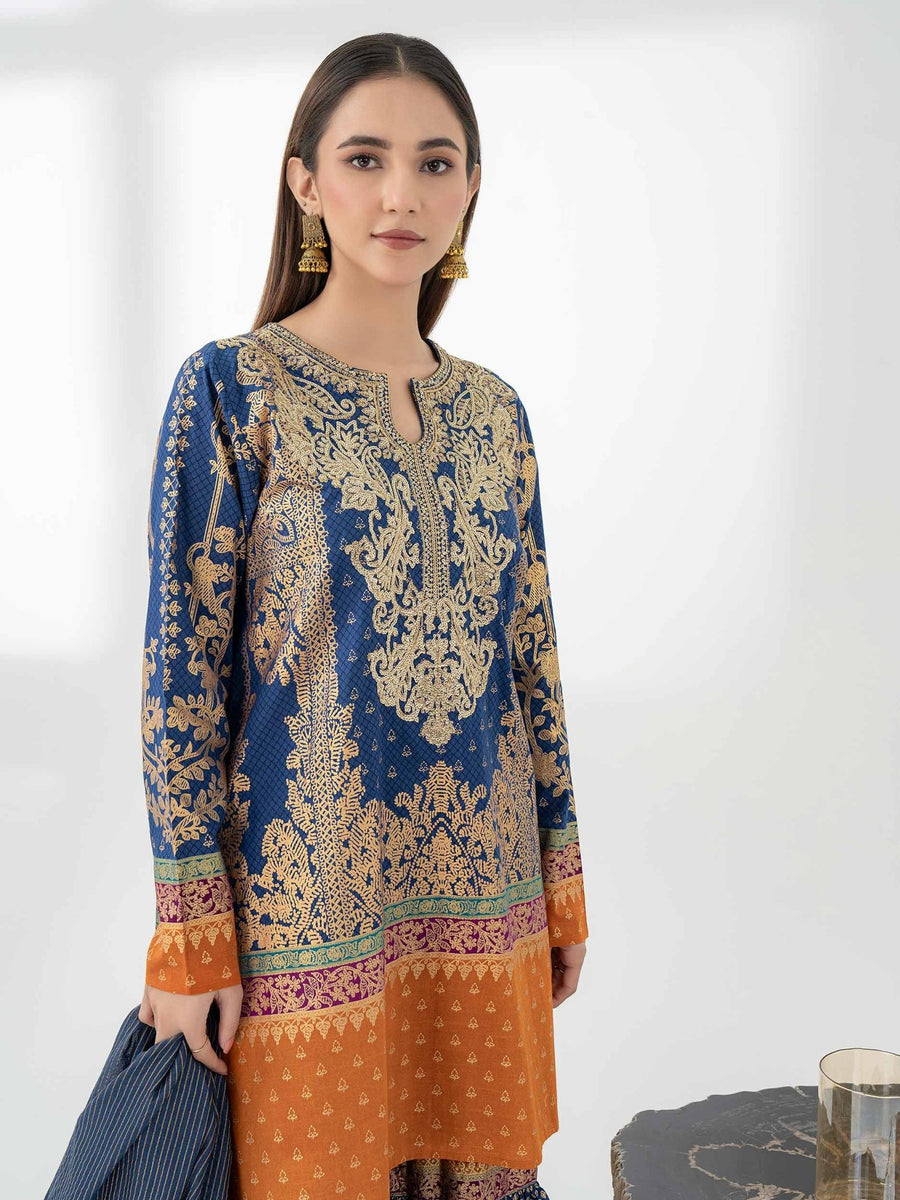 3 Piece Cambric Suit - Embroidered (Pret) - Pehnaawaa