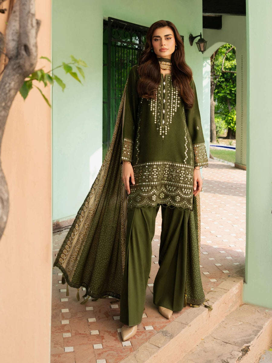 3 Piece Karandi Suit - Embroidered (Unstitched) - Pehnaawaa